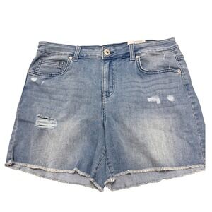 Style &‎ Co. Womens Fray Hem Denim Shorts Distressed Light Wash Size 10